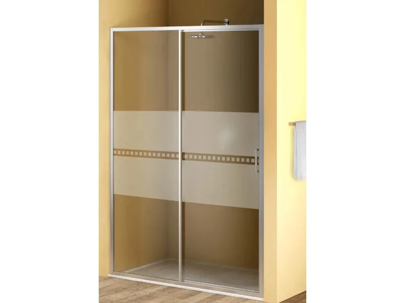Porta scorrevole doccia 1 anta Bild L96/102xH190 cm nero decoro 1