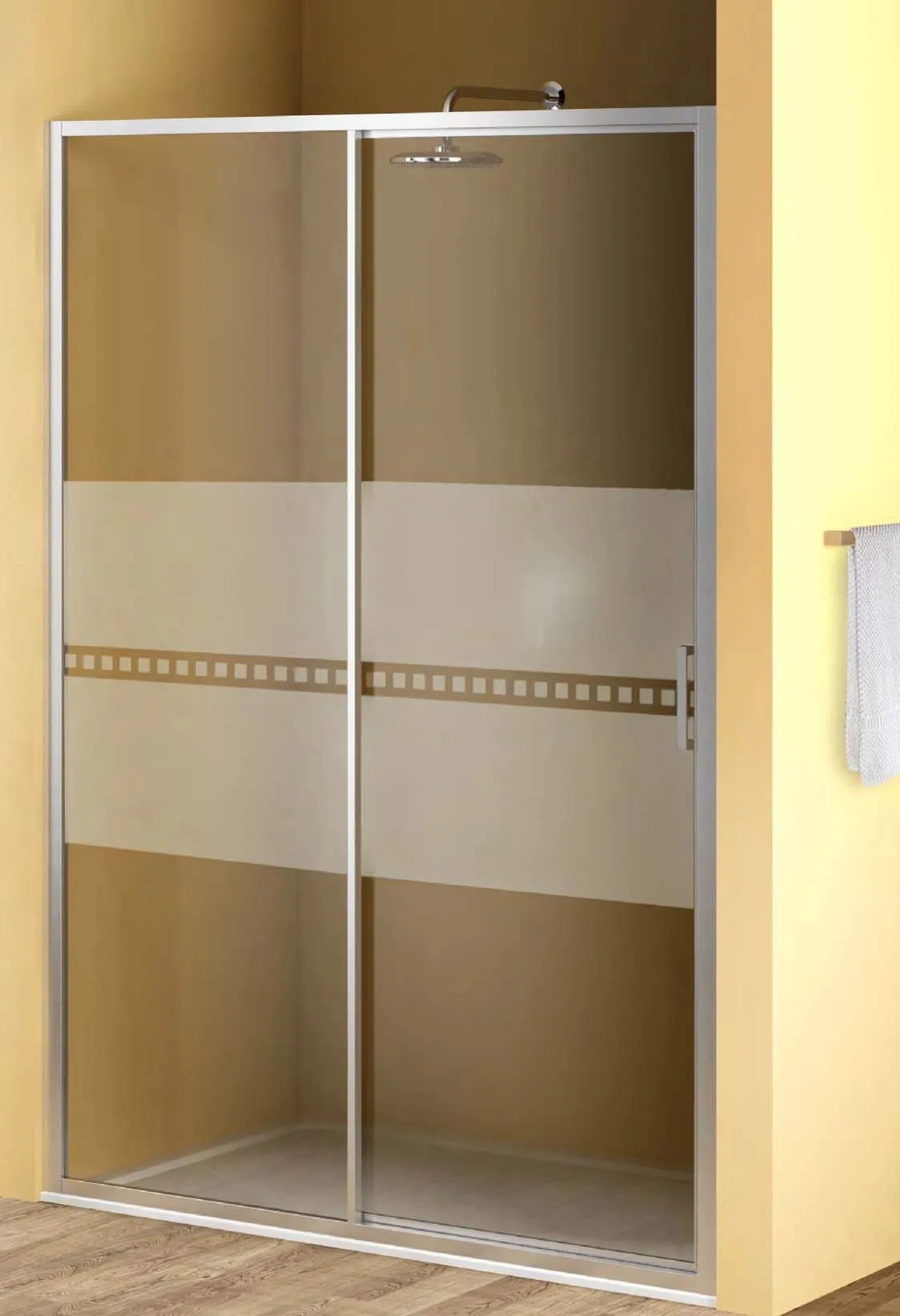 Porta scorrevole doccia 1 anta Bild L96/102xH190 cm nero decoro 1