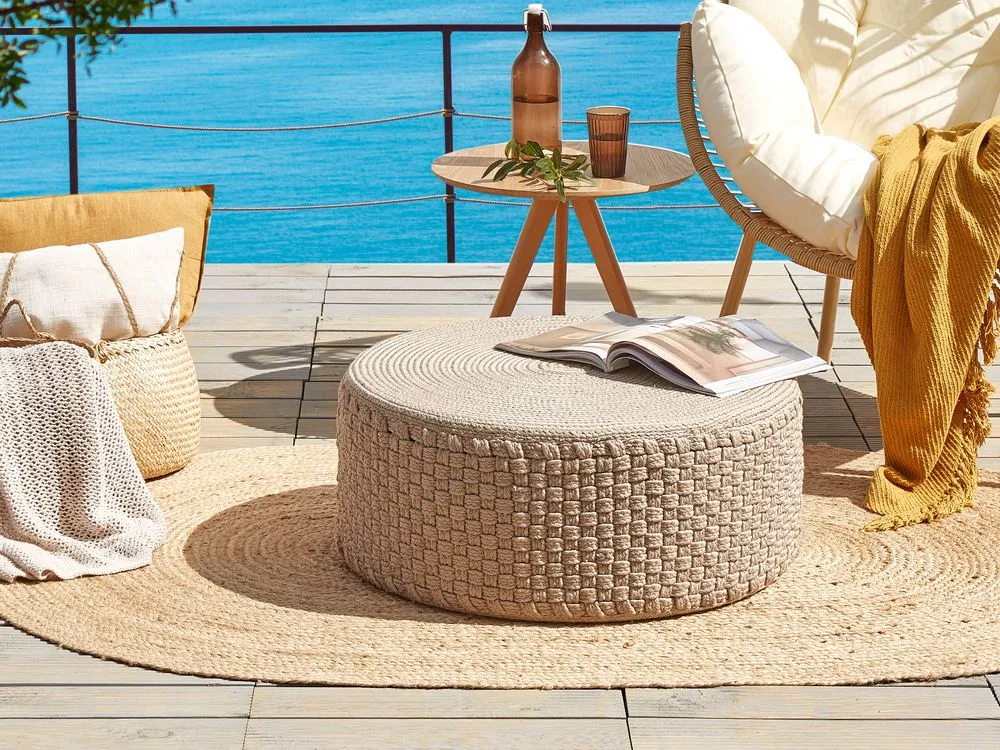 Pouf da giardino beige ⌀ 70 cm MITHI