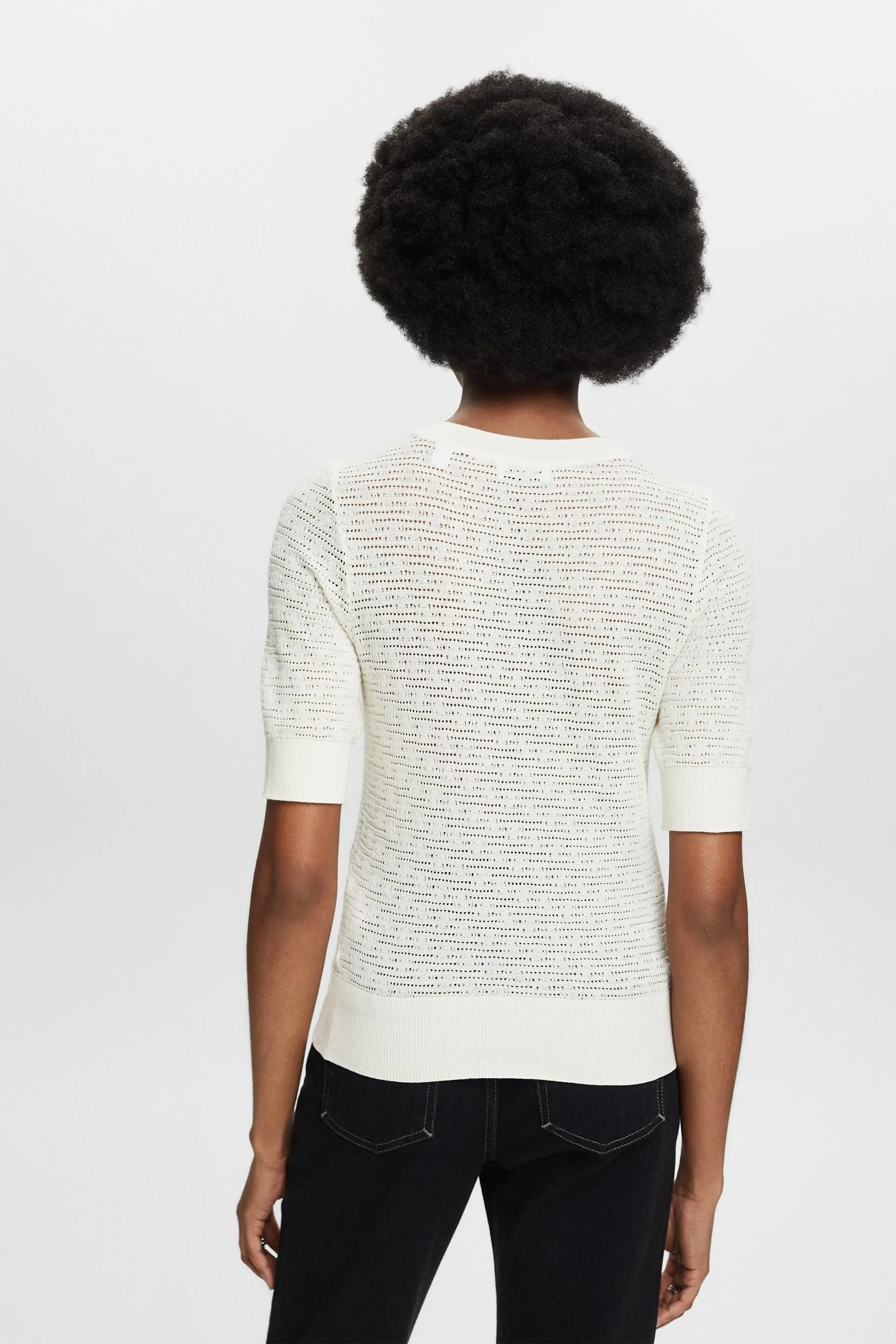 Pullover pointelle a manica corta