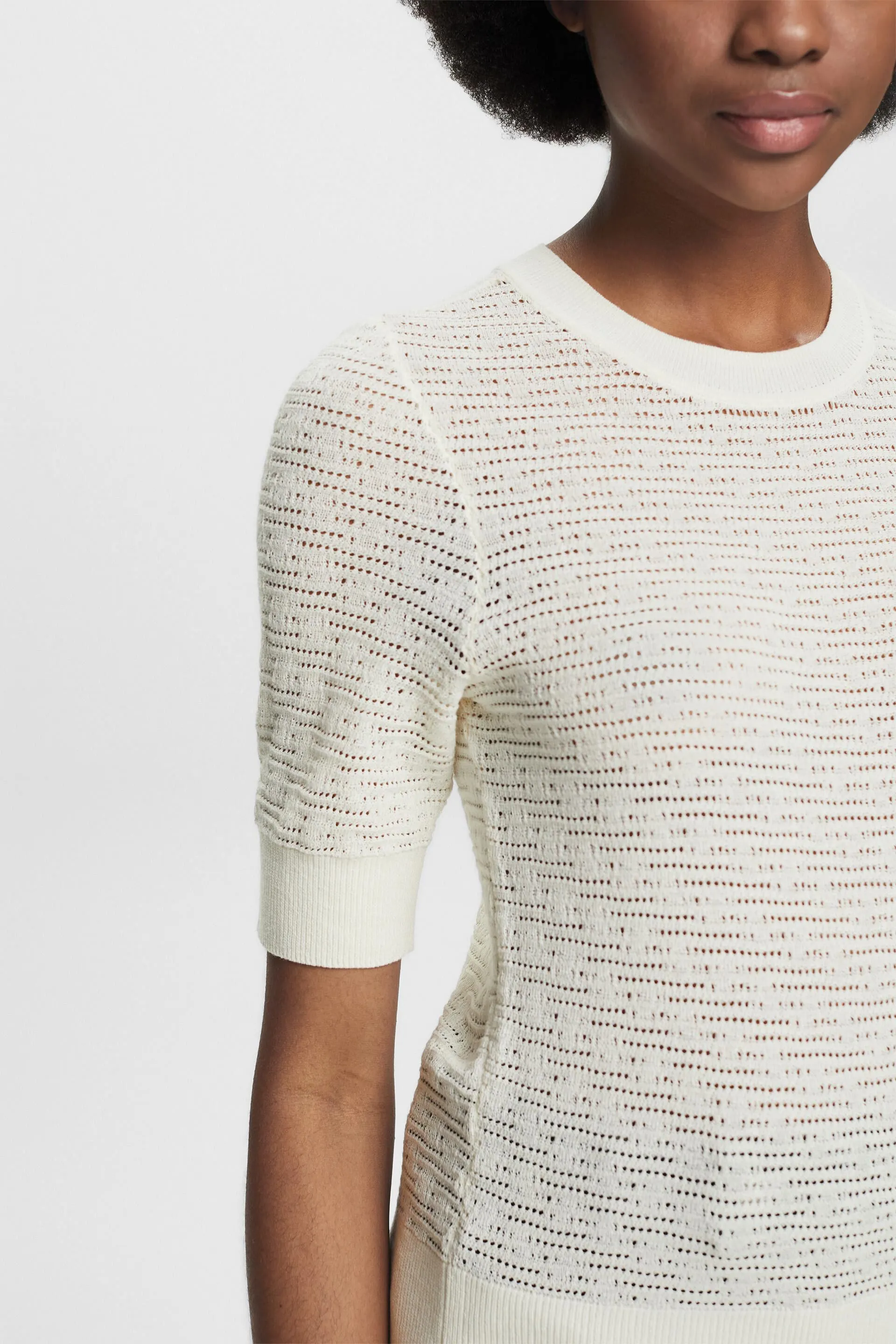 Pullover pointelle a manica corta