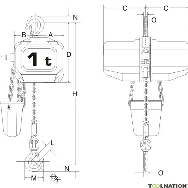 Rema 0512003-10 FBH10/1000/10M Paranco elettrico a catena Elephant 400 V 2 velocità 10,0 mtr 1000 kg 512003