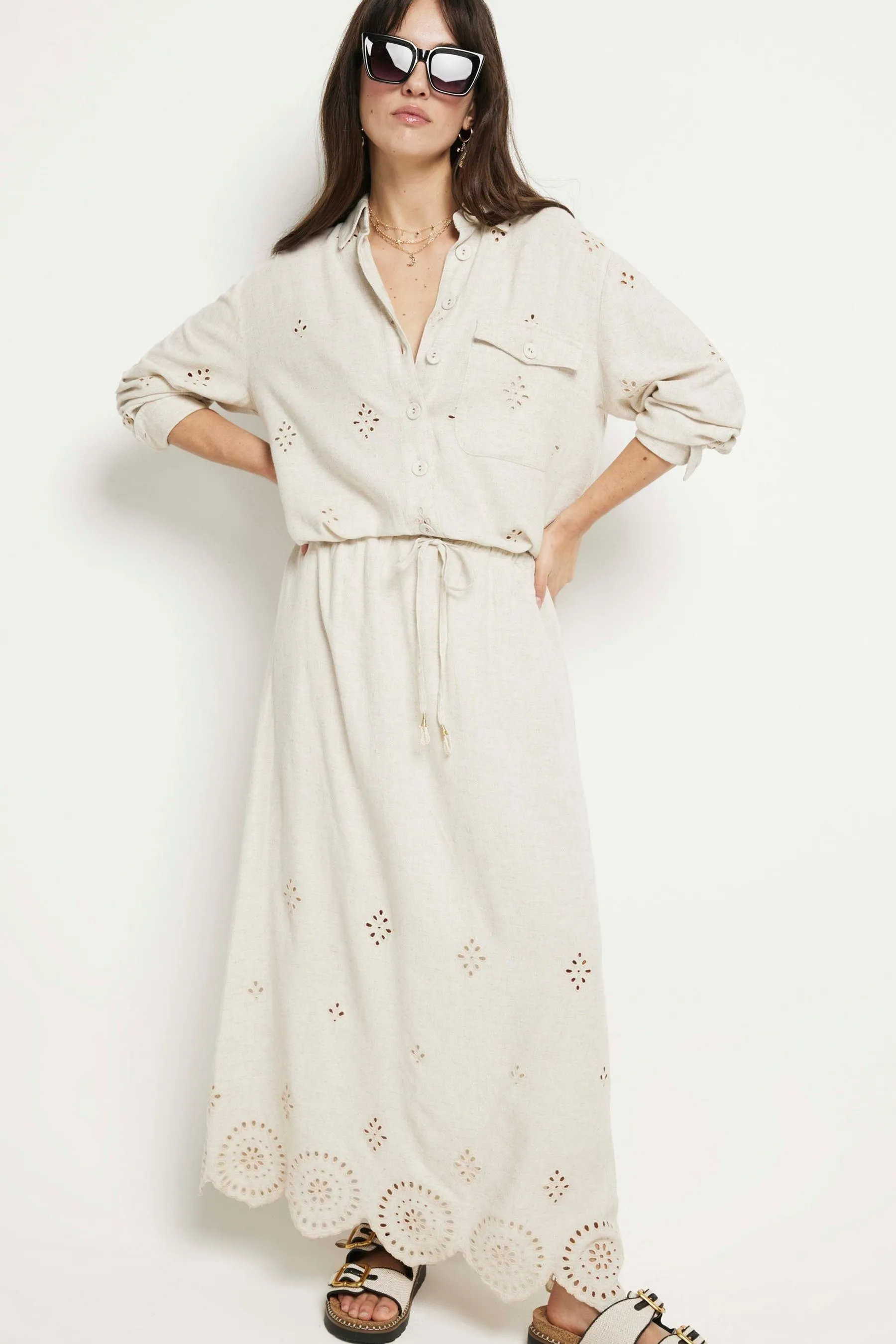 River Island - Gonna con fondo in pizzo sangallo