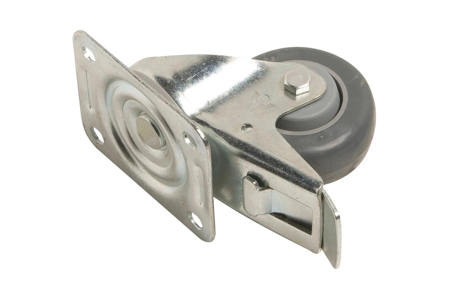 Rotella orientabile con piastra bloccaggio e ruota in gomma termoplastica 140 kg