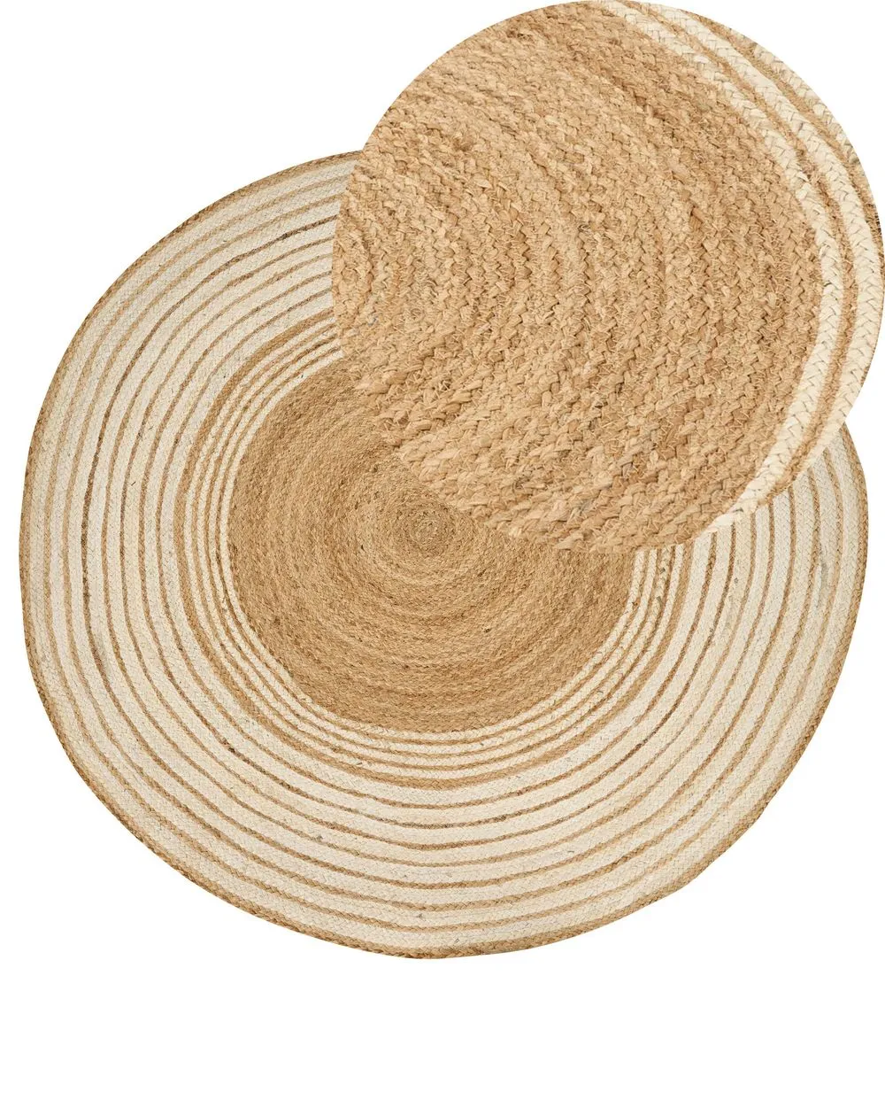 Round Jute Area Rug ⌀ 140 cm Beige and White MELEKLI