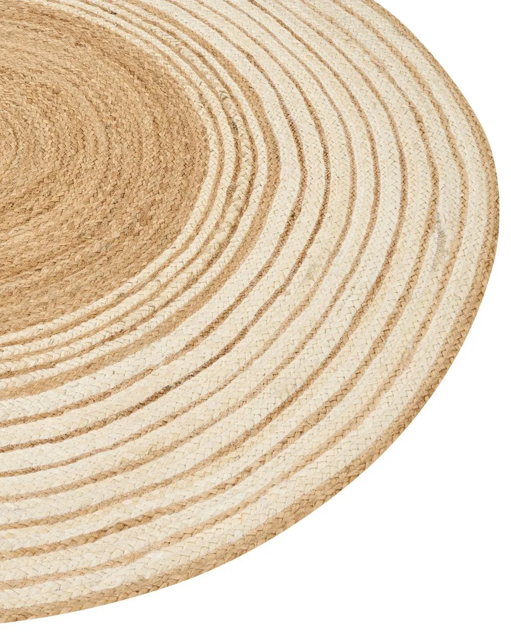 Round Jute Area Rug ⌀ 140 cm Beige and White MELEKLI