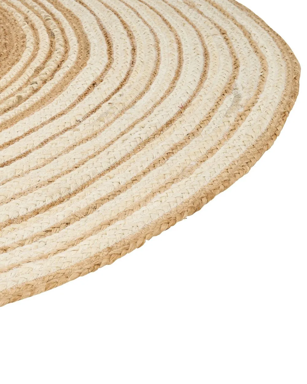 Round Jute Area Rug ⌀ 140 cm Beige and White MELEKLI