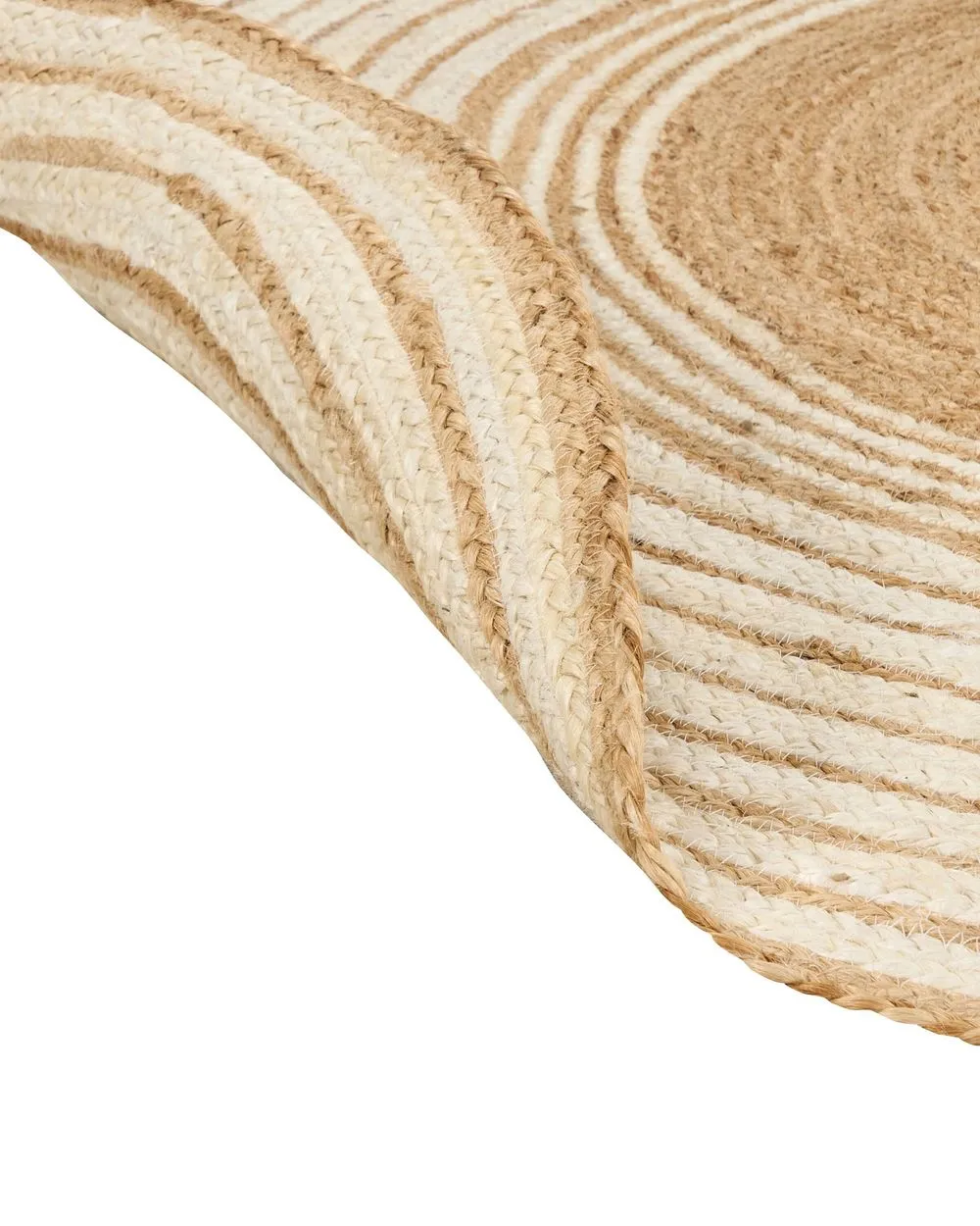 Round Jute Area Rug ⌀ 140 cm Beige and White MELEKLI