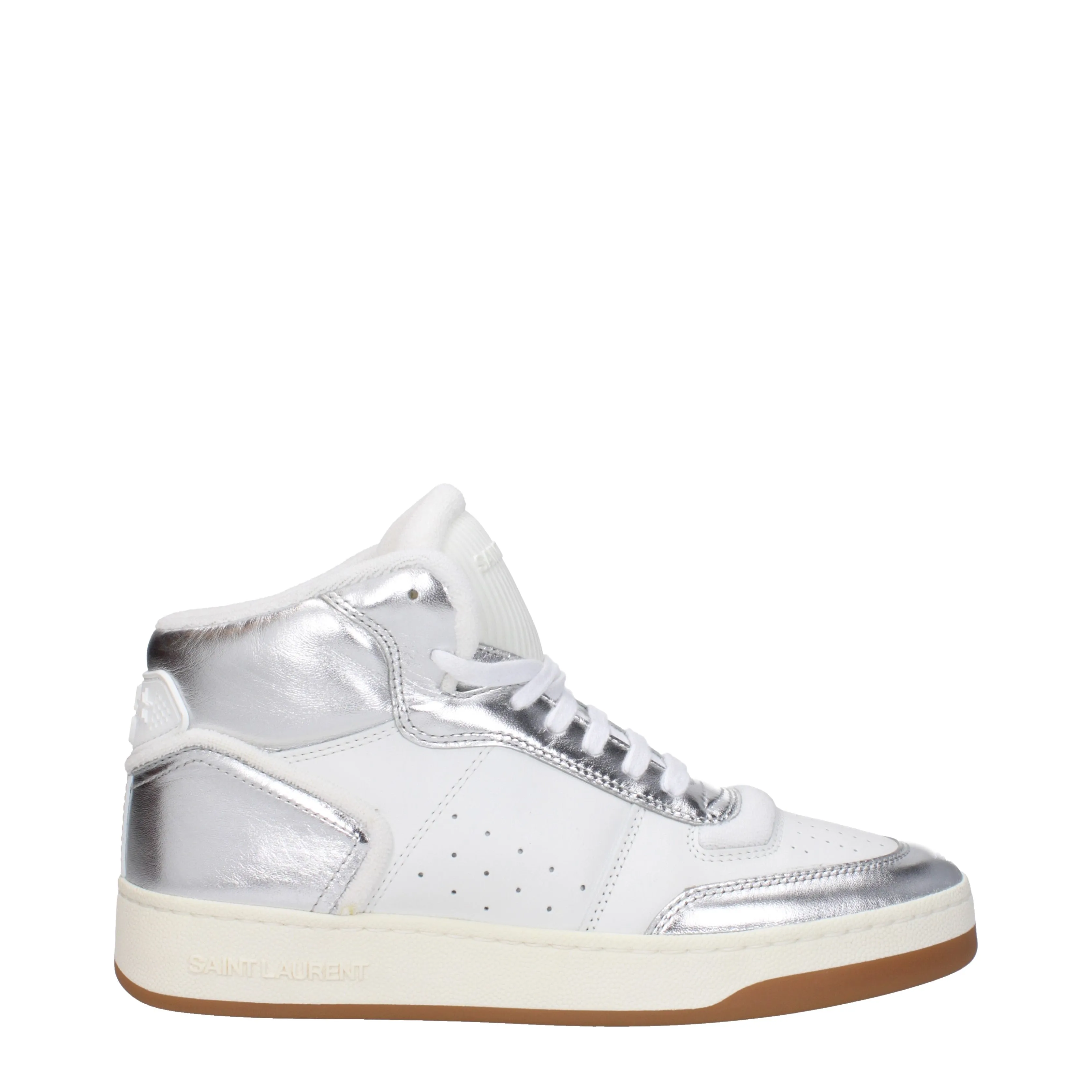 Saint Laurent Sneakers Sl80 Uomo Pelle Bianco/Argento