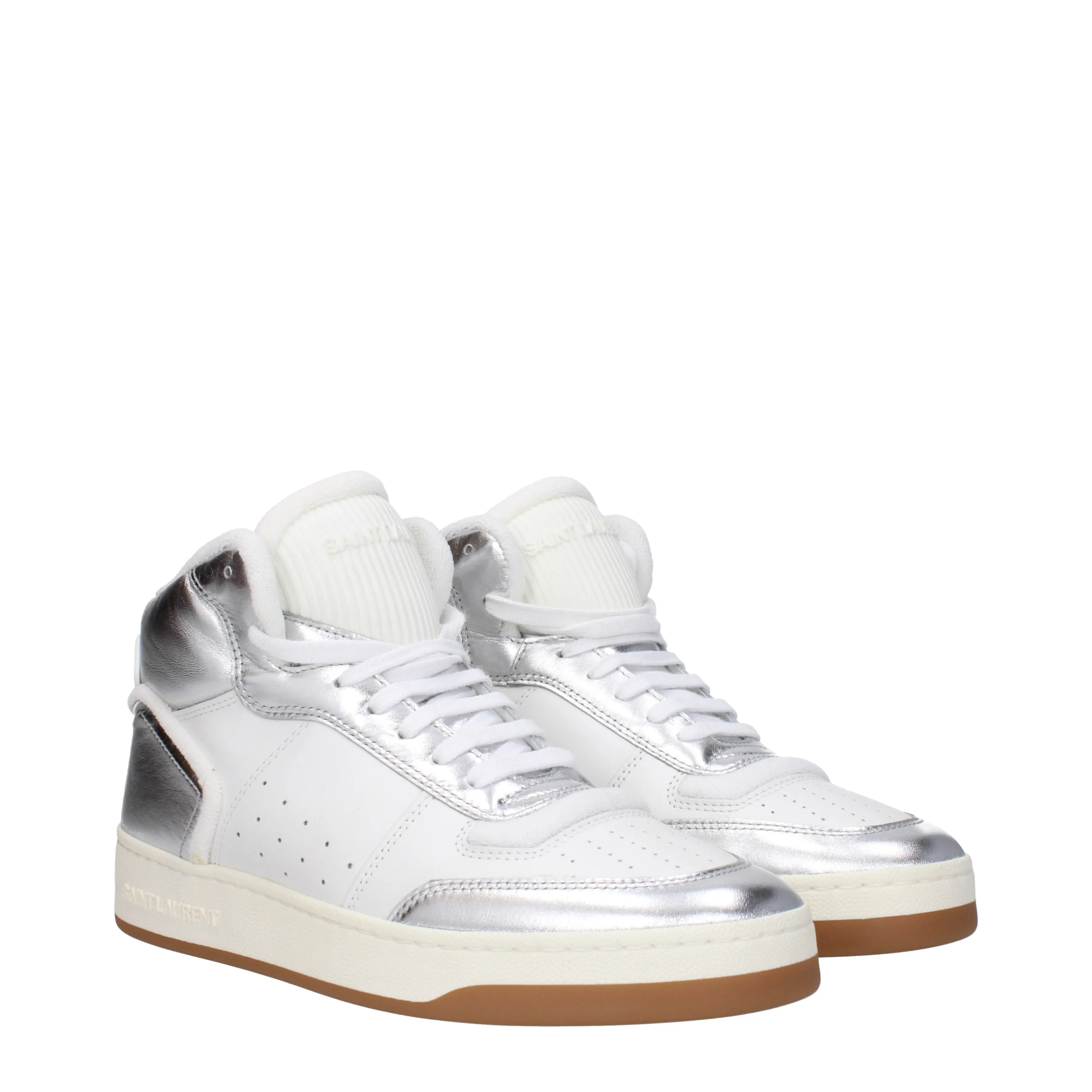 Saint Laurent Sneakers Sl80 Uomo Pelle Bianco/Argento