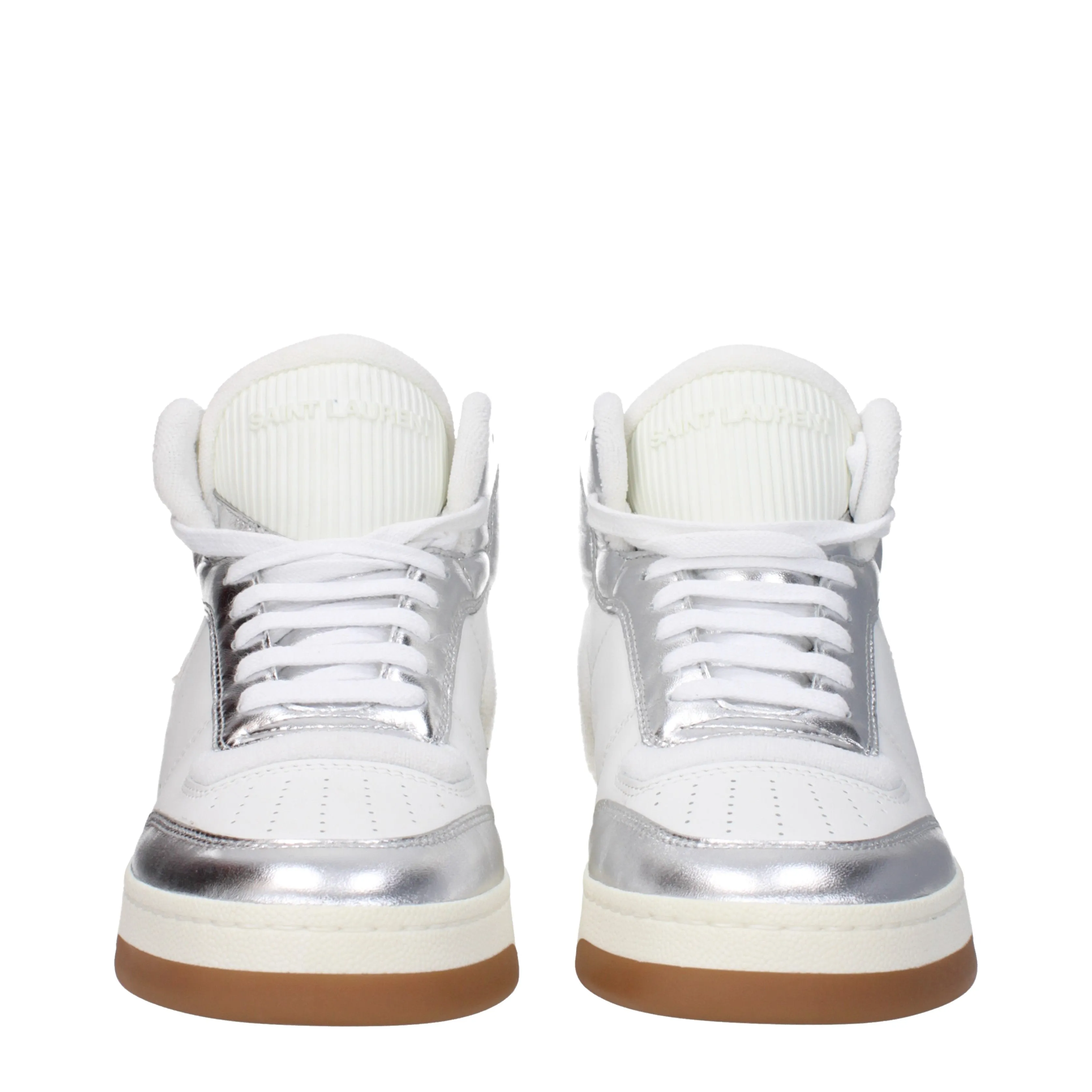 Saint Laurent Sneakers Sl80 Uomo Pelle Bianco/Argento