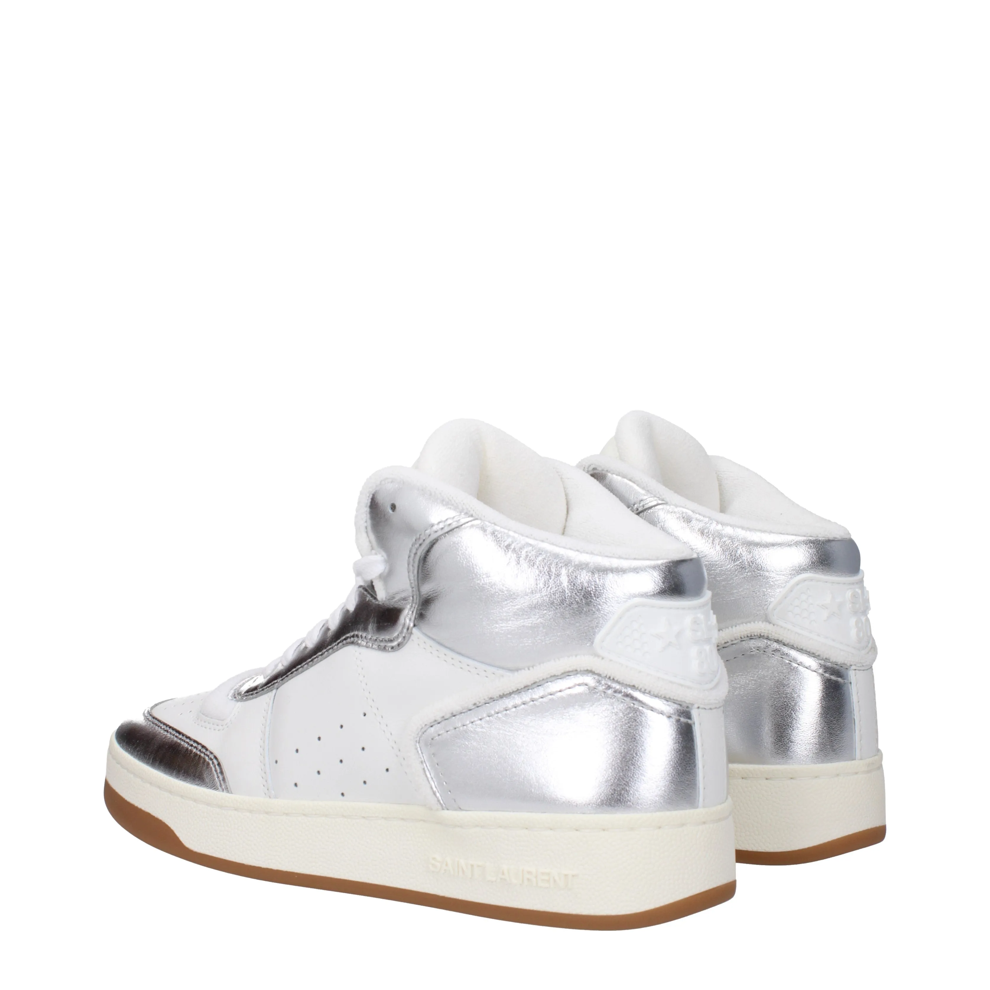 Saint Laurent Sneakers Sl80 Uomo Pelle Bianco/Argento