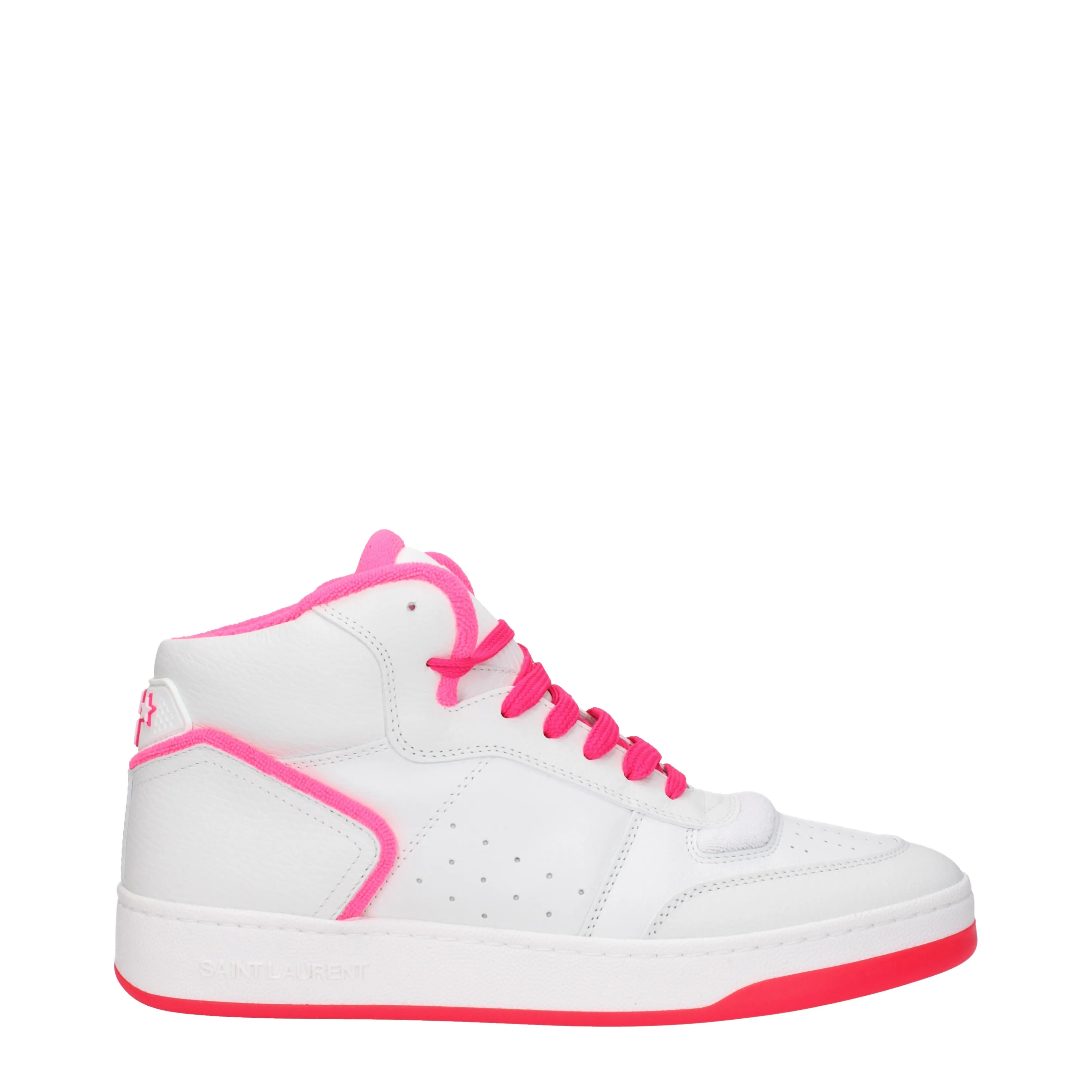 Saint Laurent Sneakers Sl80 Uomo Pelle Bianco/Rosa Fluo