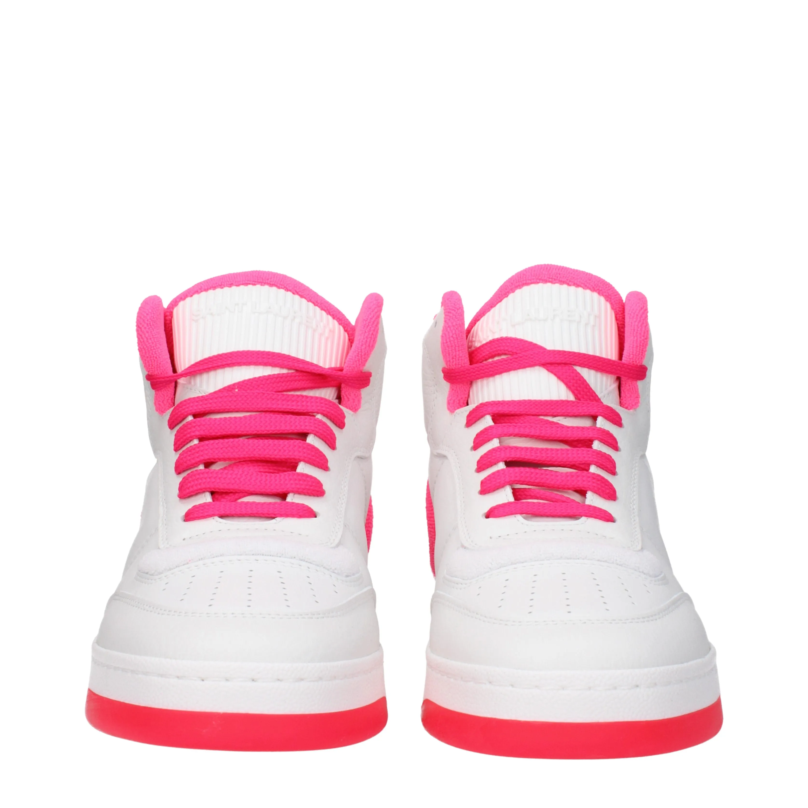 Saint Laurent Sneakers Sl80 Uomo Pelle Bianco/Rosa Fluo