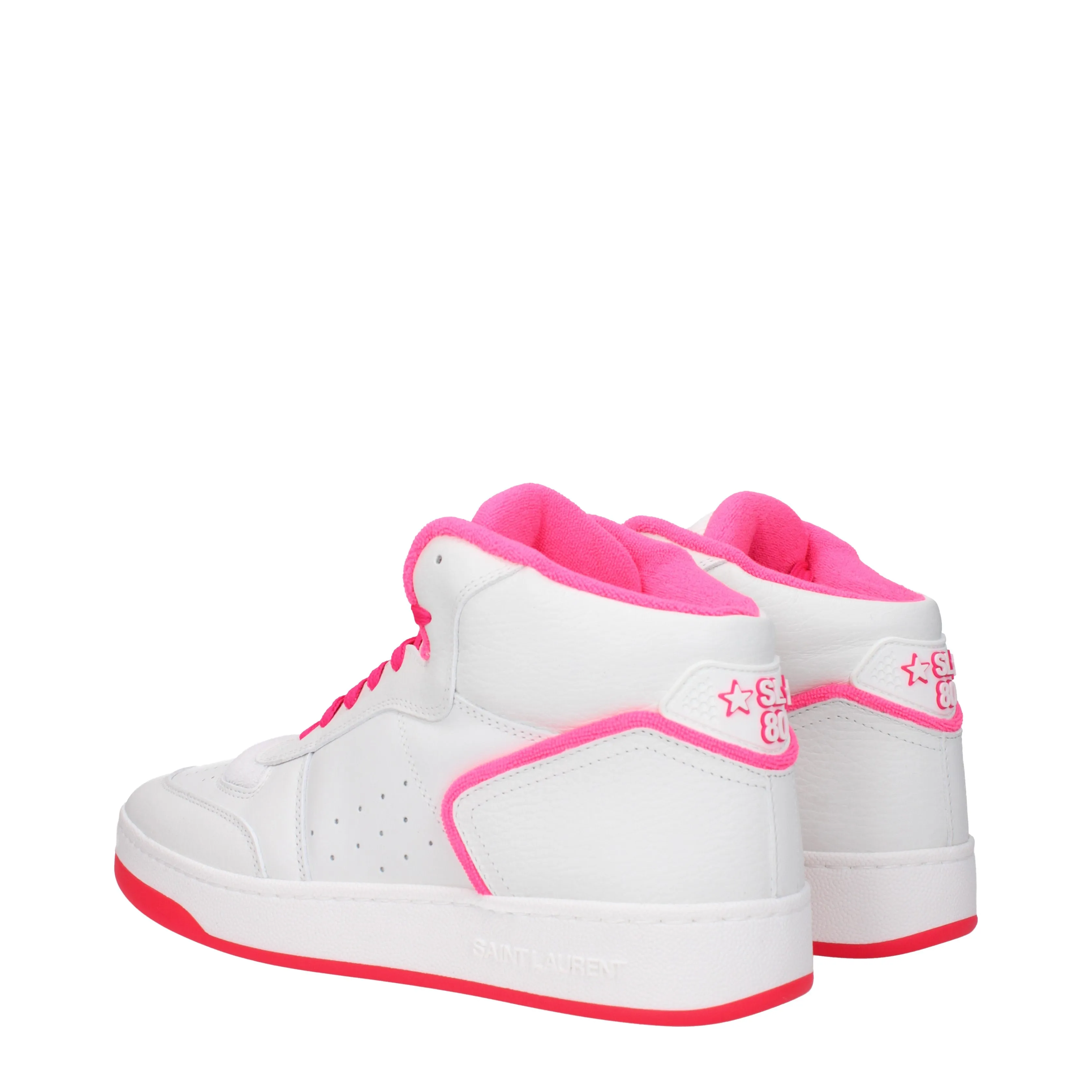 Saint Laurent Sneakers Sl80 Uomo Pelle Bianco/Rosa Fluo