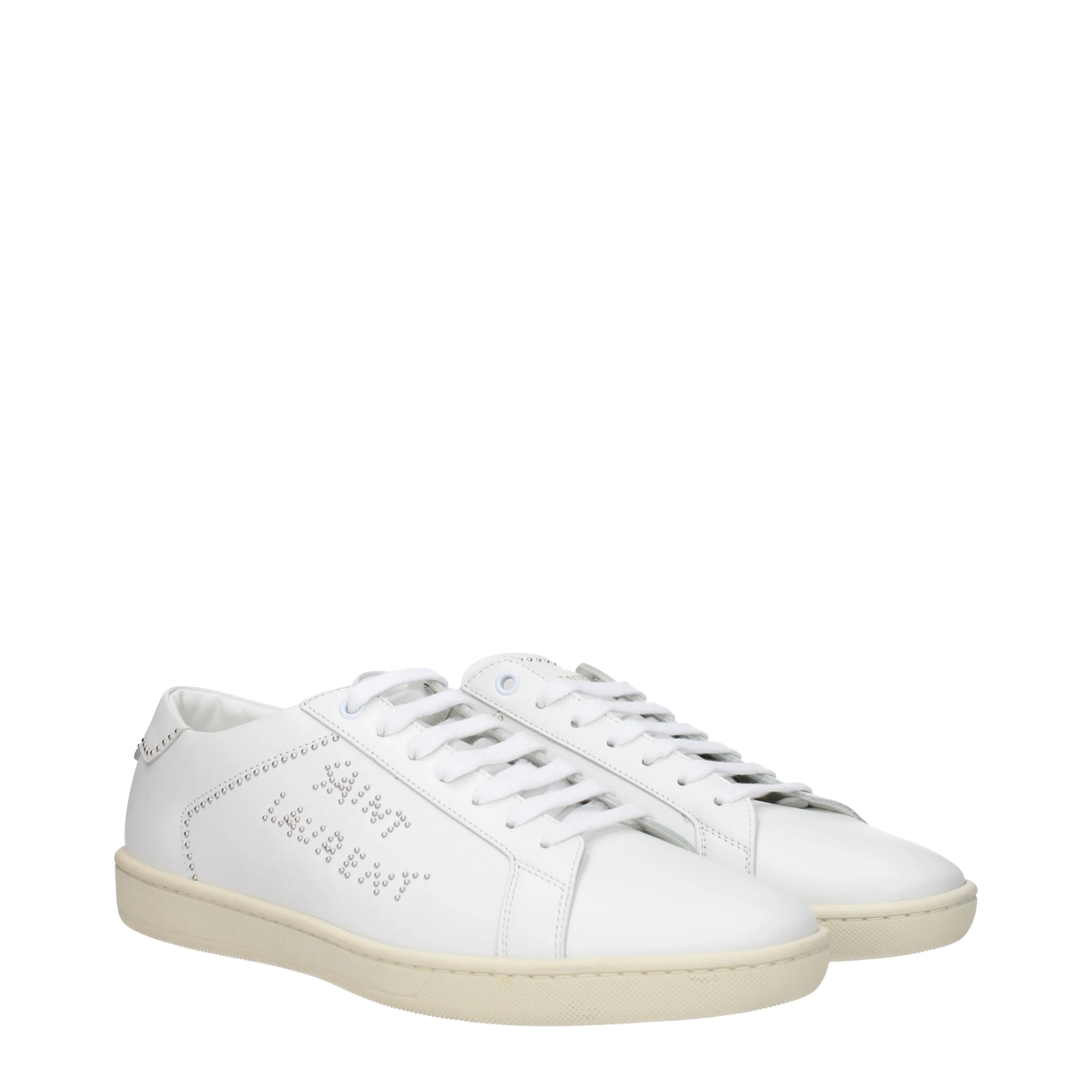 Saint Laurent Sneakers Uomo Pelle Bianco/Argento