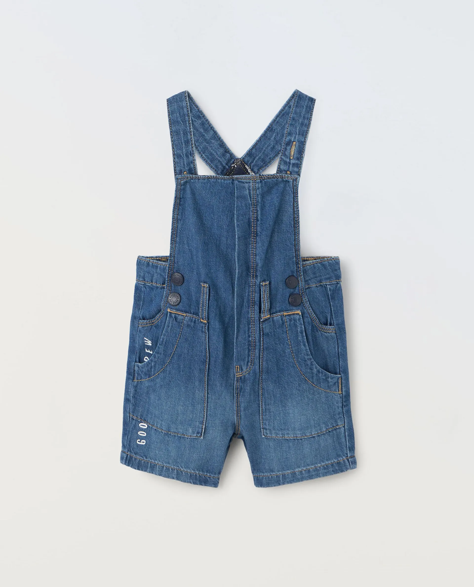 Salopette in denim di puro cotone neonato