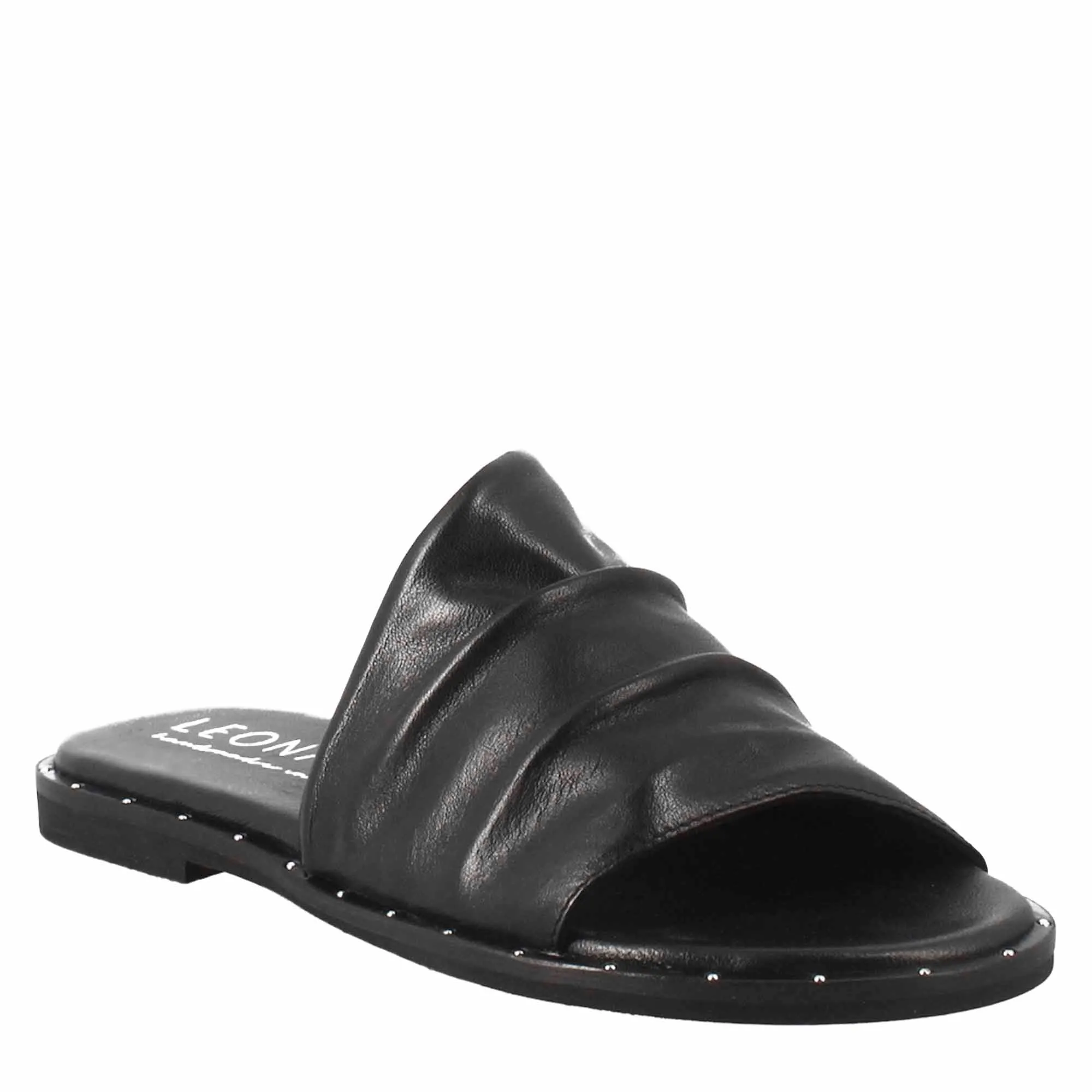 Sandalo da donna a fascia in pelle nero