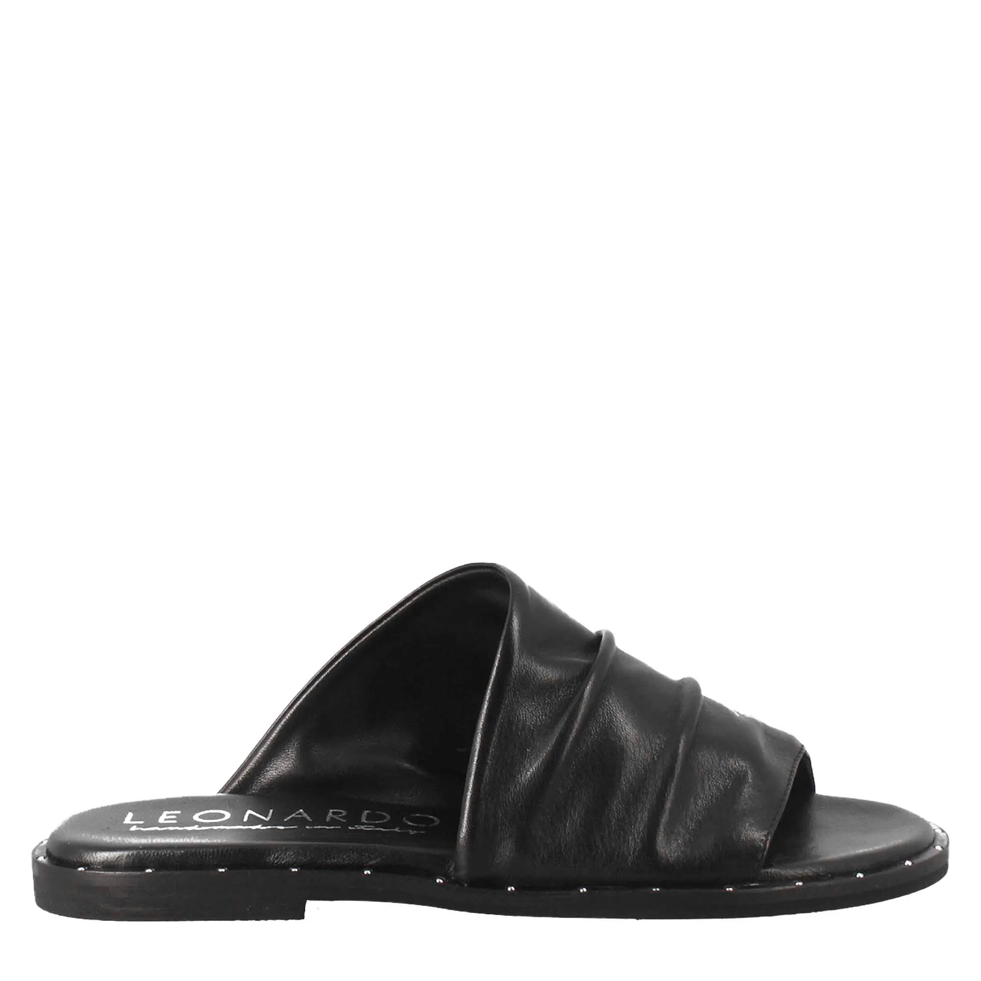 Sandalo da donna a fascia in pelle nero
