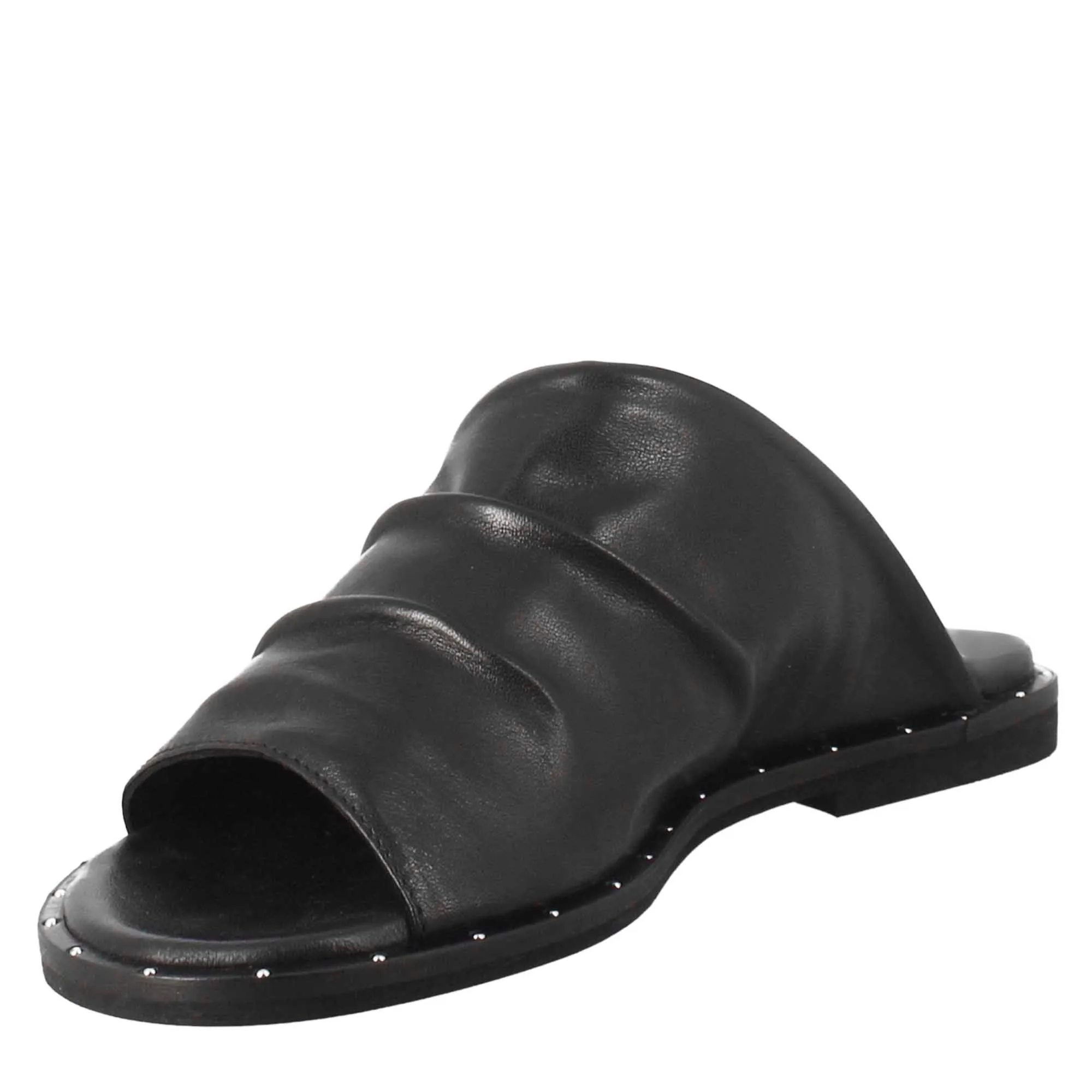 Sandalo da donna a fascia in pelle nero