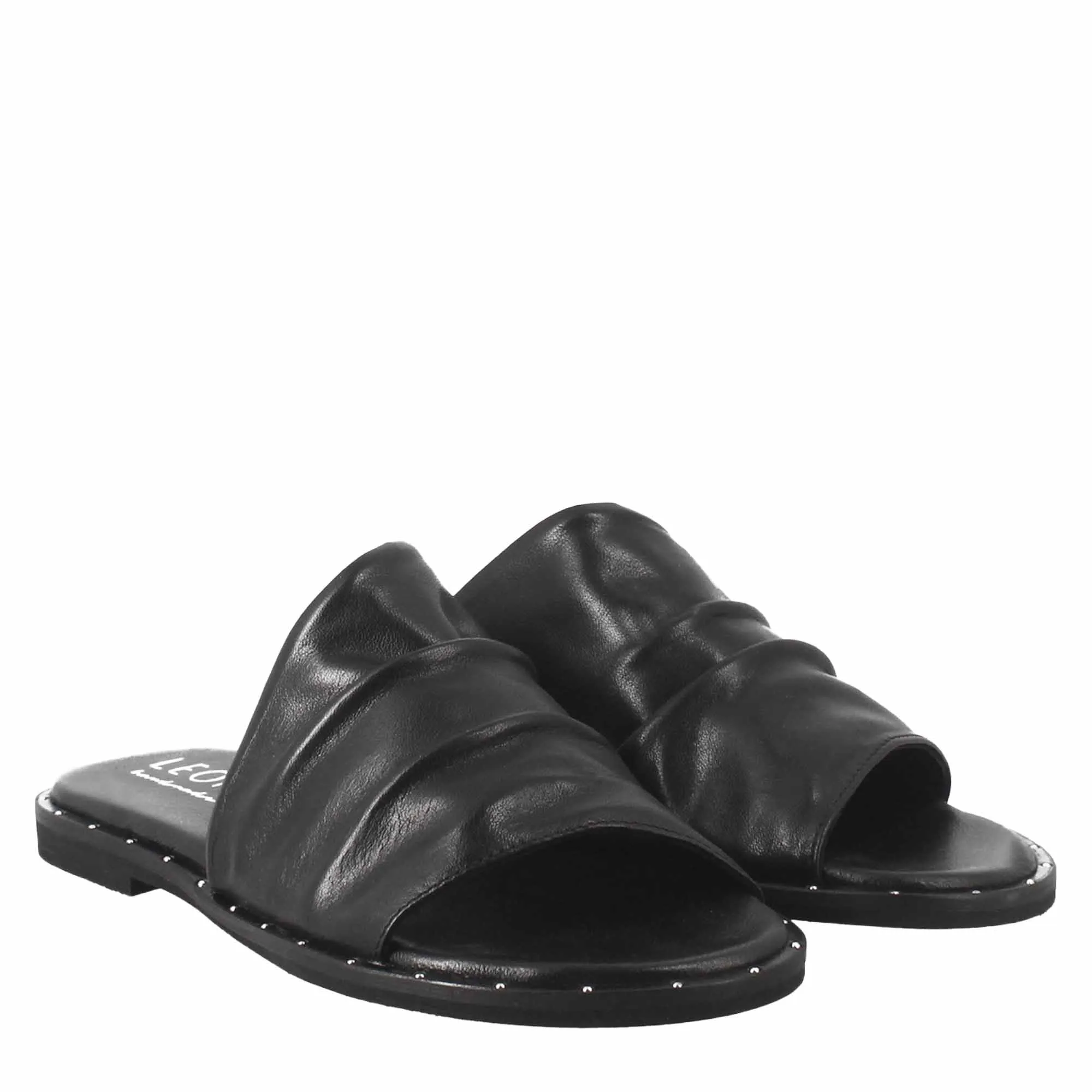Sandalo da donna a fascia in pelle nero