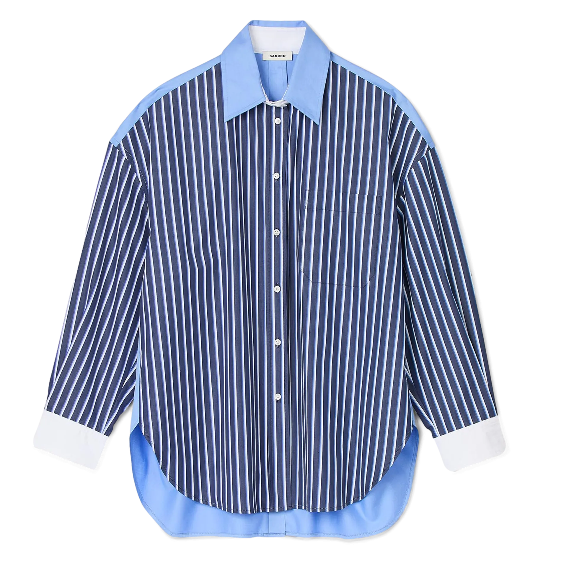  SANDRO   Camicia a righe con colletto classico diritto | Blu