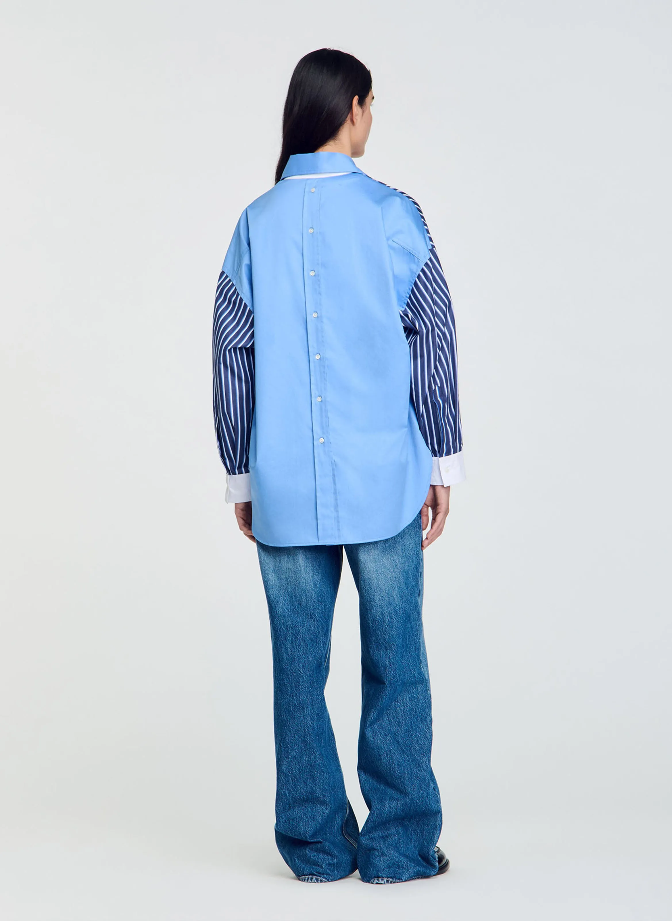  SANDRO   Camicia a righe con colletto classico diritto | Blu