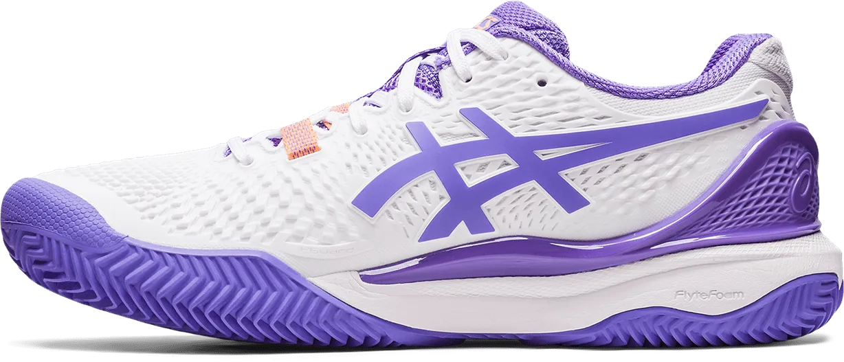 SCARPA DA TENNIS DA DONNA ASICS RESOLUTION 9 CLAY WHITE AMETHYST 1042A224 101