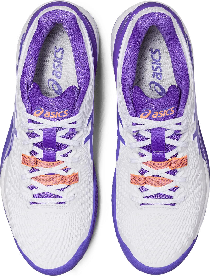 SCARPA DA TENNIS DA DONNA ASICS RESOLUTION 9 CLAY WHITE AMETHYST 1042A224 101