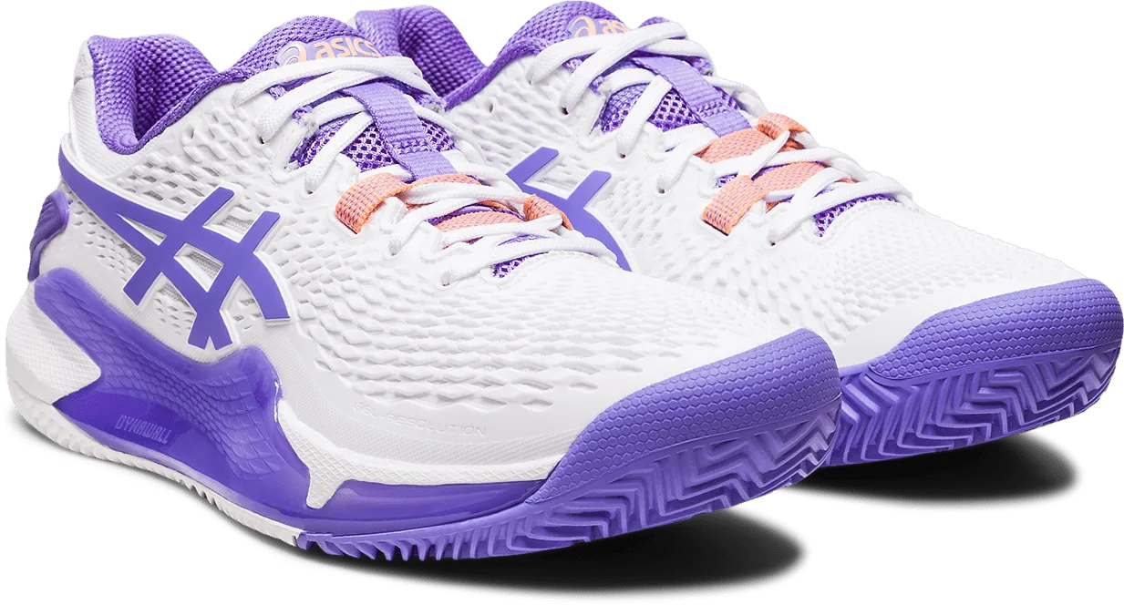 SCARPA DA TENNIS DA DONNA ASICS RESOLUTION 9 CLAY WHITE AMETHYST 1042A224 101