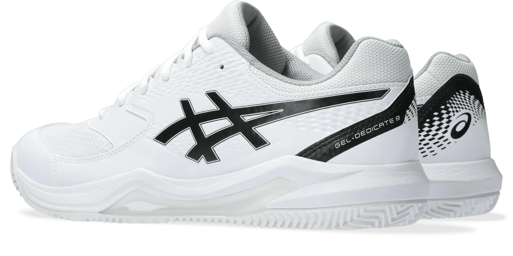 SCARPA DA TENNIS DA UOMO ASICS GEL-DEDICATE 8 CLAY WHITE BLACK 1041A448 101