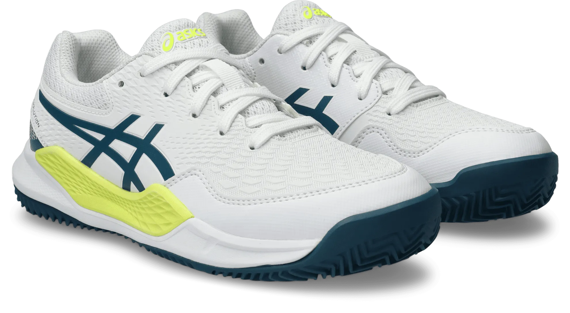 SCARPA DA TENNIS JUNIOR ASICS GEL-RESOLUTION 9 GS CLAY WHITE RESTFUL TEAL 1044A068 102