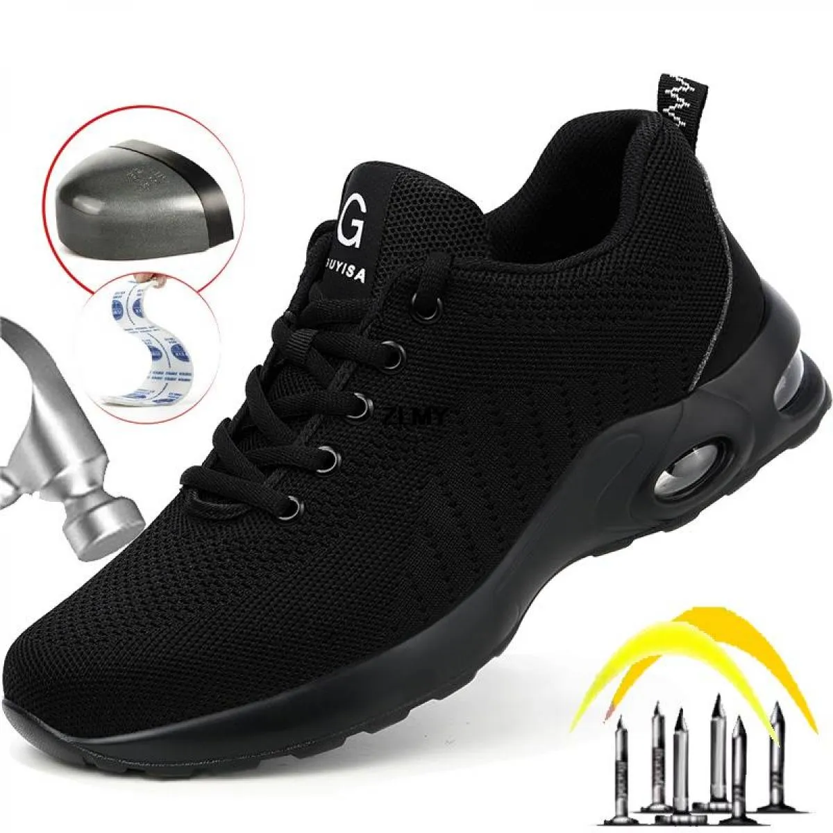 Scarpe antinfortunistiche da uomo Sneaker con punta in acciaio Scarpe antinfortunistiche da lavoro antiforatura Uomo Stivali da
