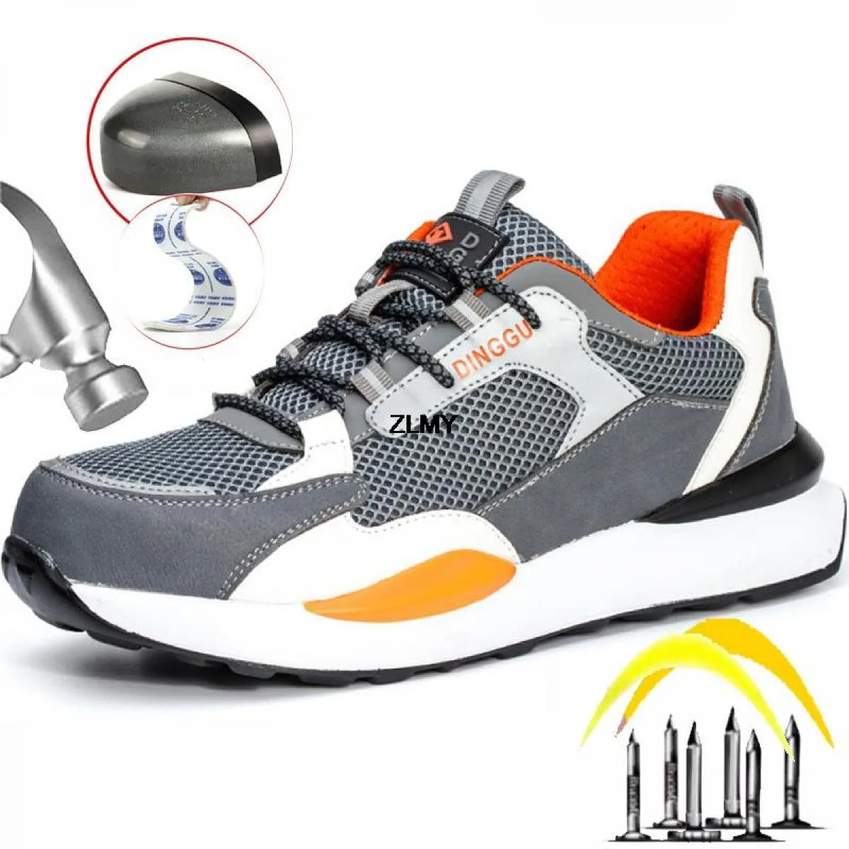 Scarpe antinfortunistiche estive da uomo Sneaker da lavoro traspiranti Stivali antinfortunistici da lavoro con punta in acciaio