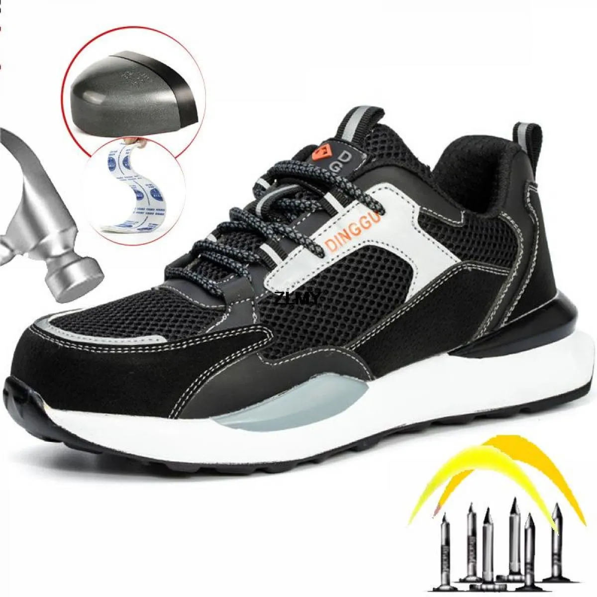 Scarpe antinfortunistiche estive da uomo Sneaker da lavoro traspiranti Stivali antinfortunistici da lavoro con punta in acciaio