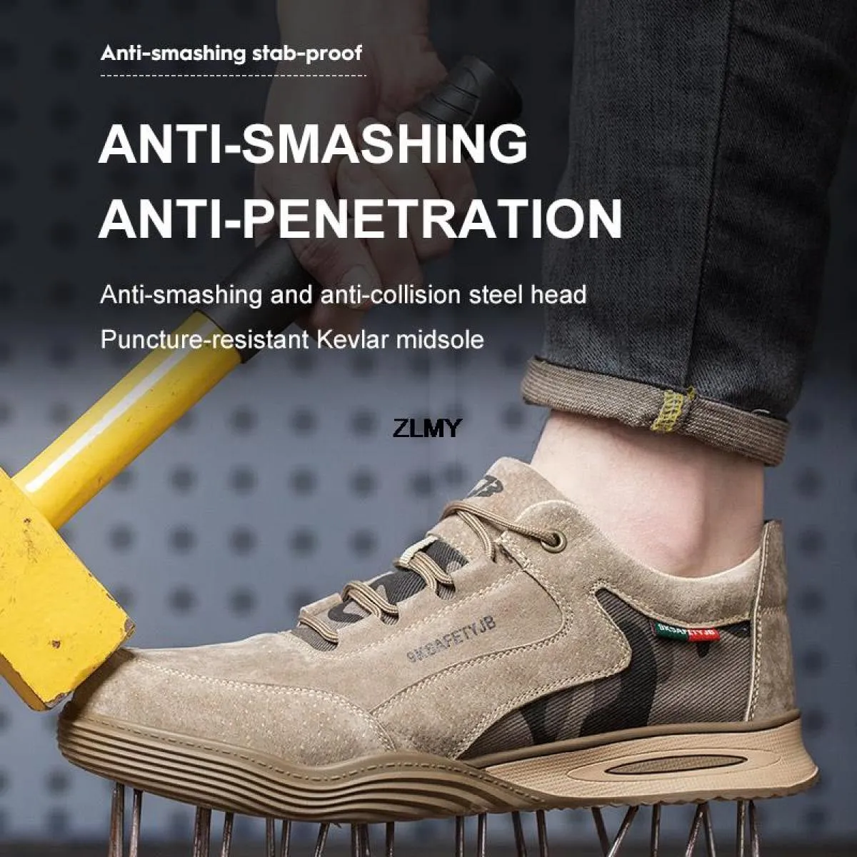 Scarpe antinfortunistiche in pelle scamosciata Scarpe con punta in acciaio da uomo Stivali antinfortunistici da lavoro a prova d
