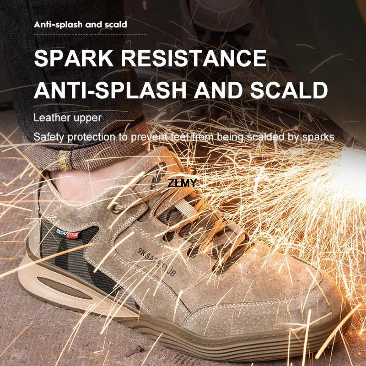 Scarpe antinfortunistiche in pelle scamosciata Scarpe con punta in acciaio da uomo Stivali antinfortunistici da lavoro a prova d