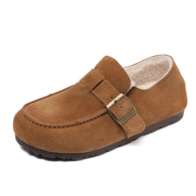 Scarpe casual piatte in pelliccia scamosciata retrò da donna