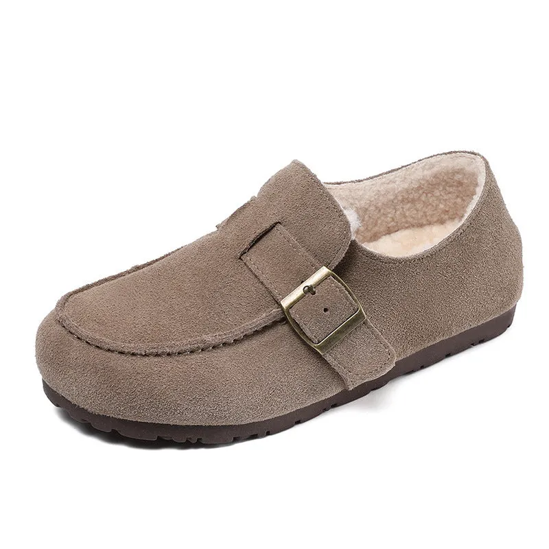 Scarpe casual piatte in pelliccia scamosciata retrò da donna