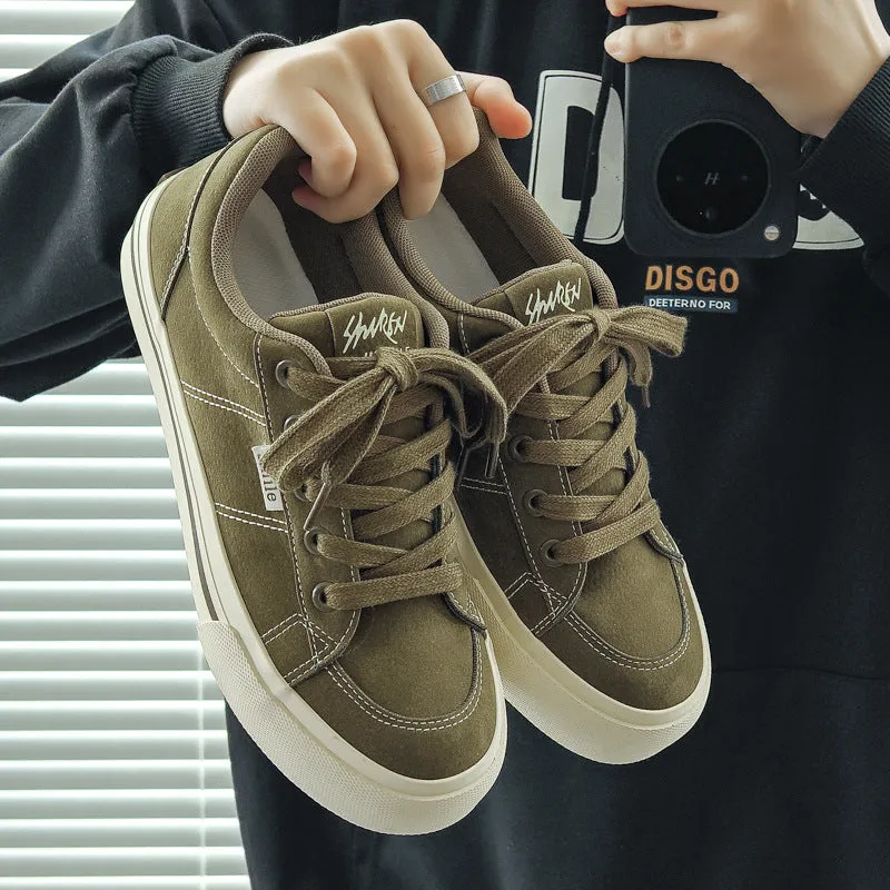Scarpe da ginnastica casual piatte in tela traspirante solida moda uomo
