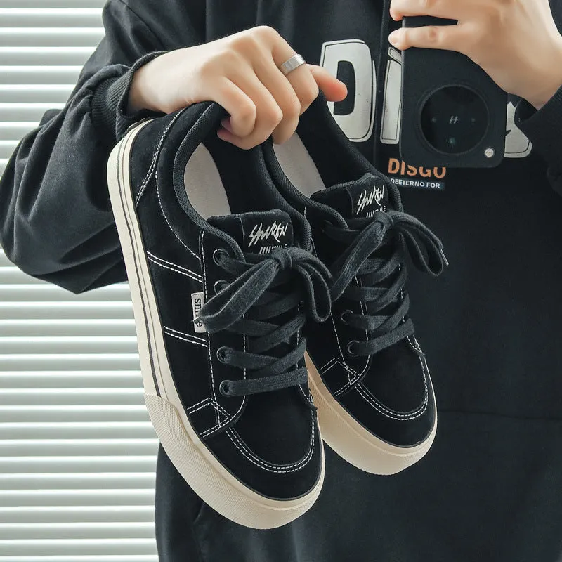 Scarpe da ginnastica casual piatte in tela traspirante solida moda uomo