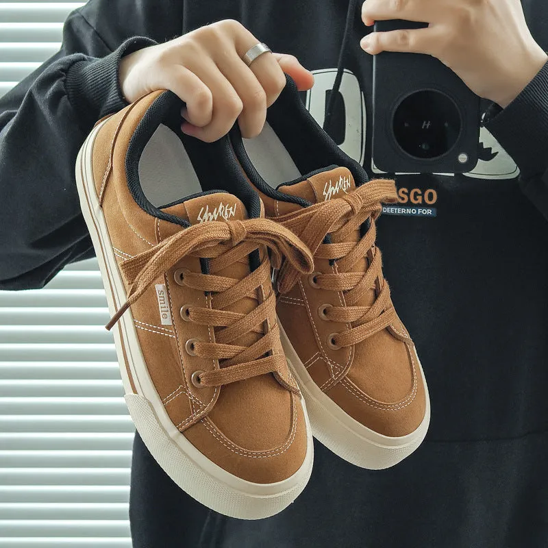 Scarpe da ginnastica casual piatte in tela traspirante solida moda uomo