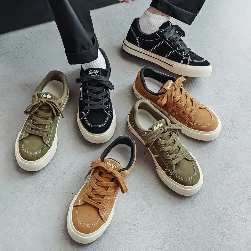 Scarpe da ginnastica casual piatte in tela traspirante solida moda uomo