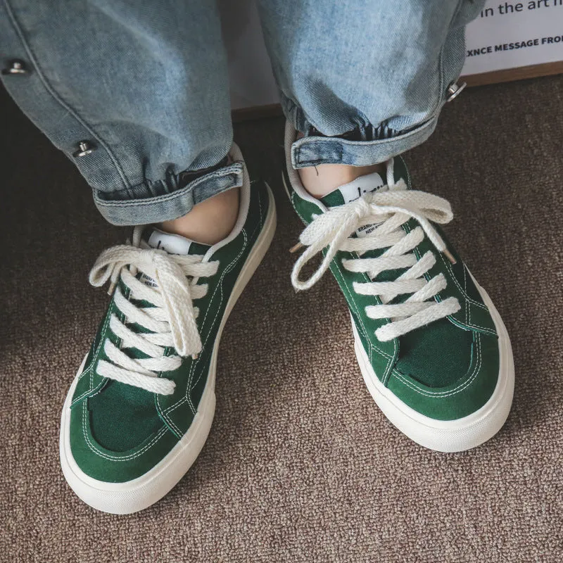 Scarpe da skate casual piatte in tela tinta unita minimalista da uomo  NEW   