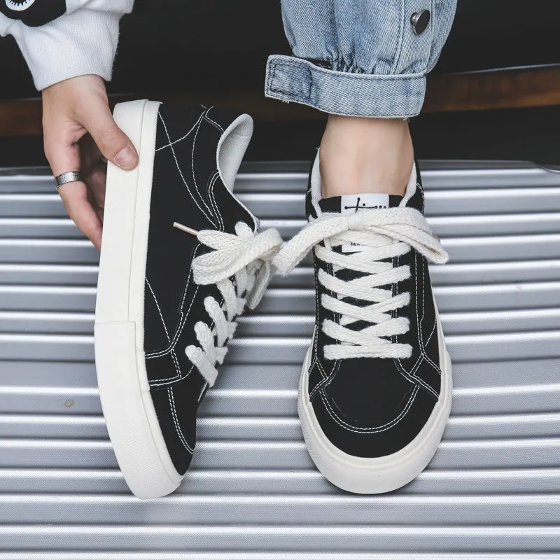 Scarpe da skate casual piatte in tela tinta unita minimalista da uomo  NEW   