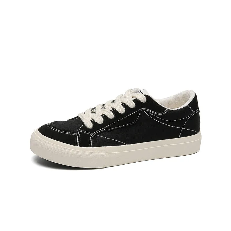 Scarpe da skate casual piatte in tela tinta unita minimalista da uomo  NEW   