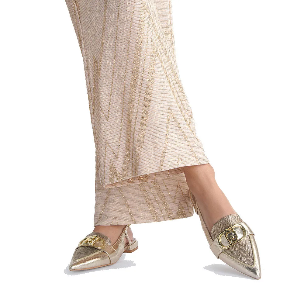 Scarpe Donna LIU JO Viola 09 Slingback Metallizzata con Logo color Oro