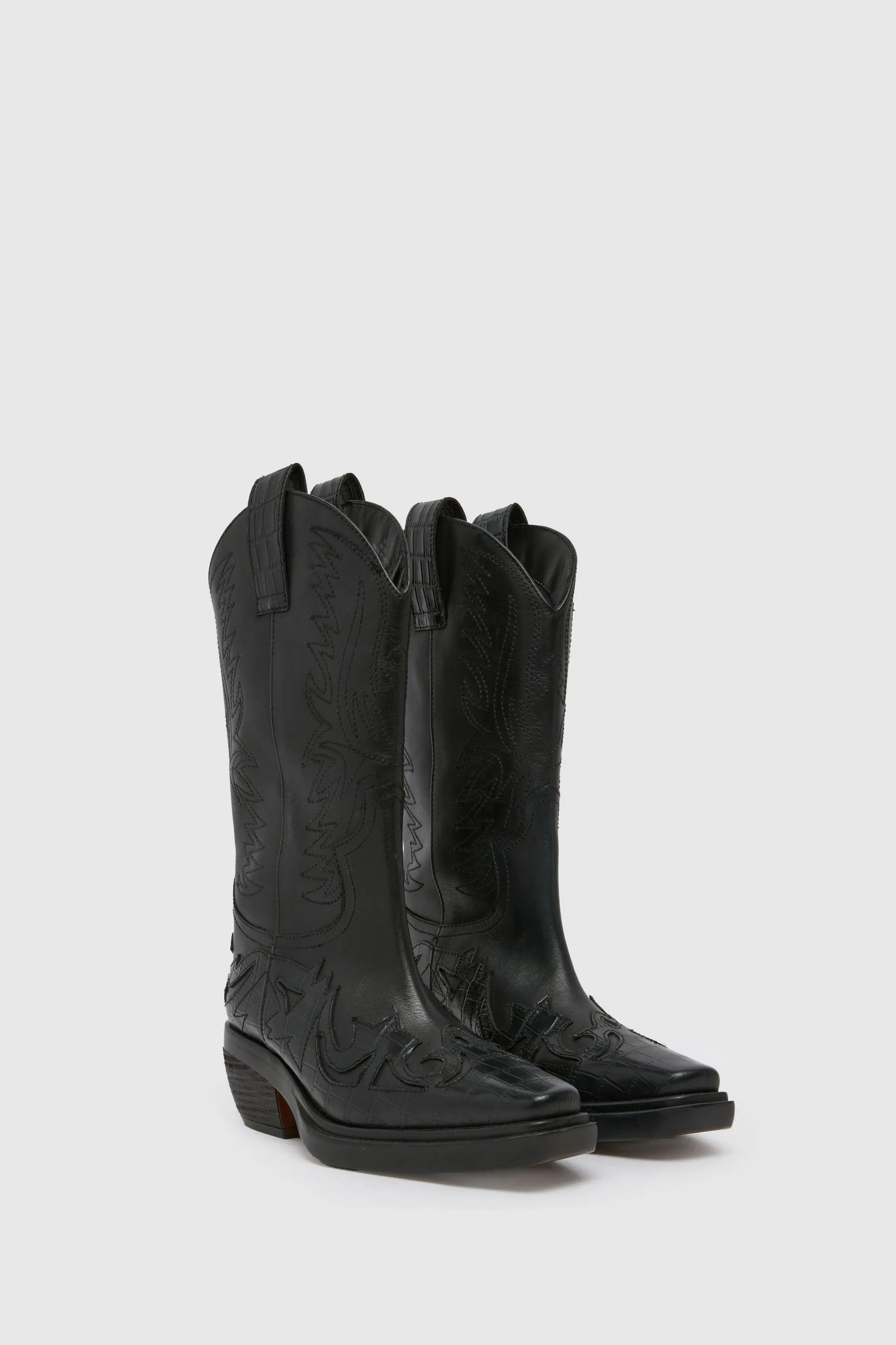 Schuh Dora Stivali al ginocchio western in pelle    