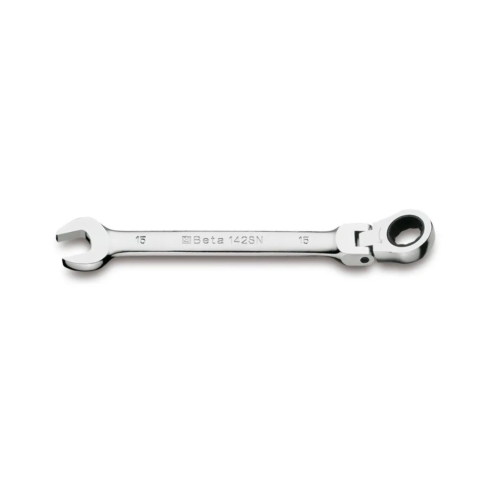 Serie di 9 chiavi combinate a cricchetto snodate con supporto compatto - Beta 142SN/SC9