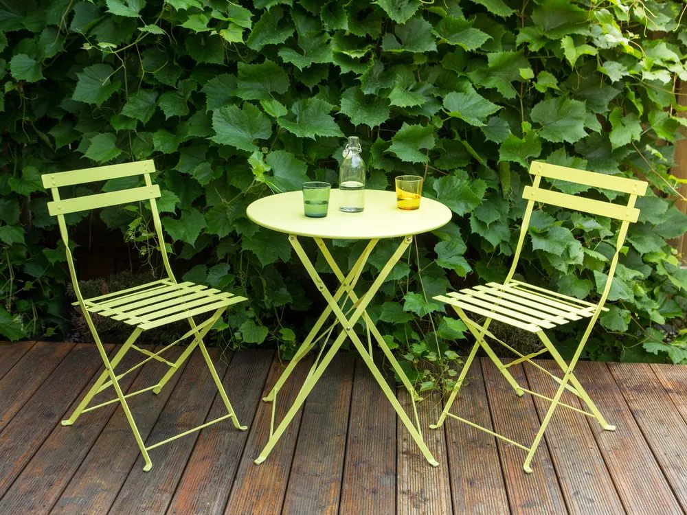Set bistrot Pieghevole FIORI Metallo Verde lime